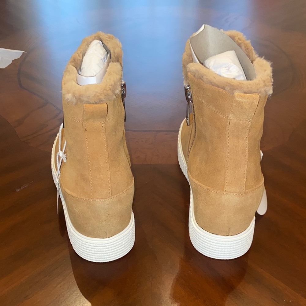 Steve Madden Camel Suede Bamby Hidden Wedge Boot - Picture 7 of 12